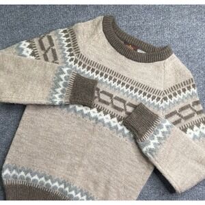 Vintage Canyon Country Sweater M Men's Fair Isle Brown Wool Blend Crew Neck